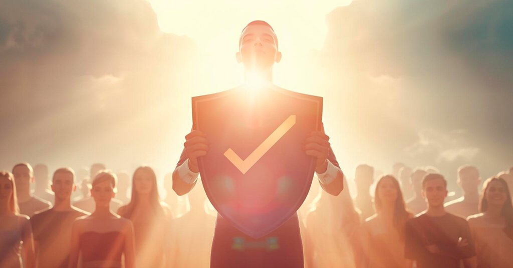 Busca_Virtude-Pessoa-iluminada-segurando-um-escudo-com-simbolo-de-verificacao-protegendo-outras-pessoas2-1024x536 Por Que Você Deveria Parar de Repassar Tudo Que Recebe nas Redes Sociais?
