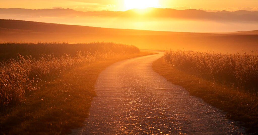 Caminho-iluminado-ao-amanhecer-representando-jornada-1024x536 O que faz do trabalho uma virtude? Descubra o poder da dedicação