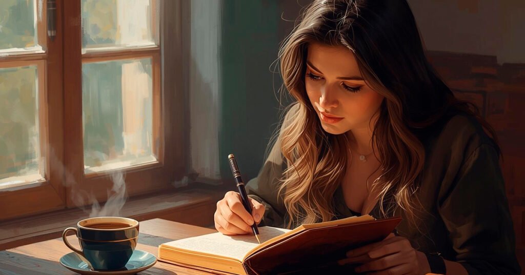 Pessoa-escrevendo-em-um-diario-ao-lado-de-uma-xicara-de-cafe-janela-com-luz-natural-ao-fundo-1024x536 Quando Desistir Ainda Não É Uma Opção? Perseverança vs Teimosia