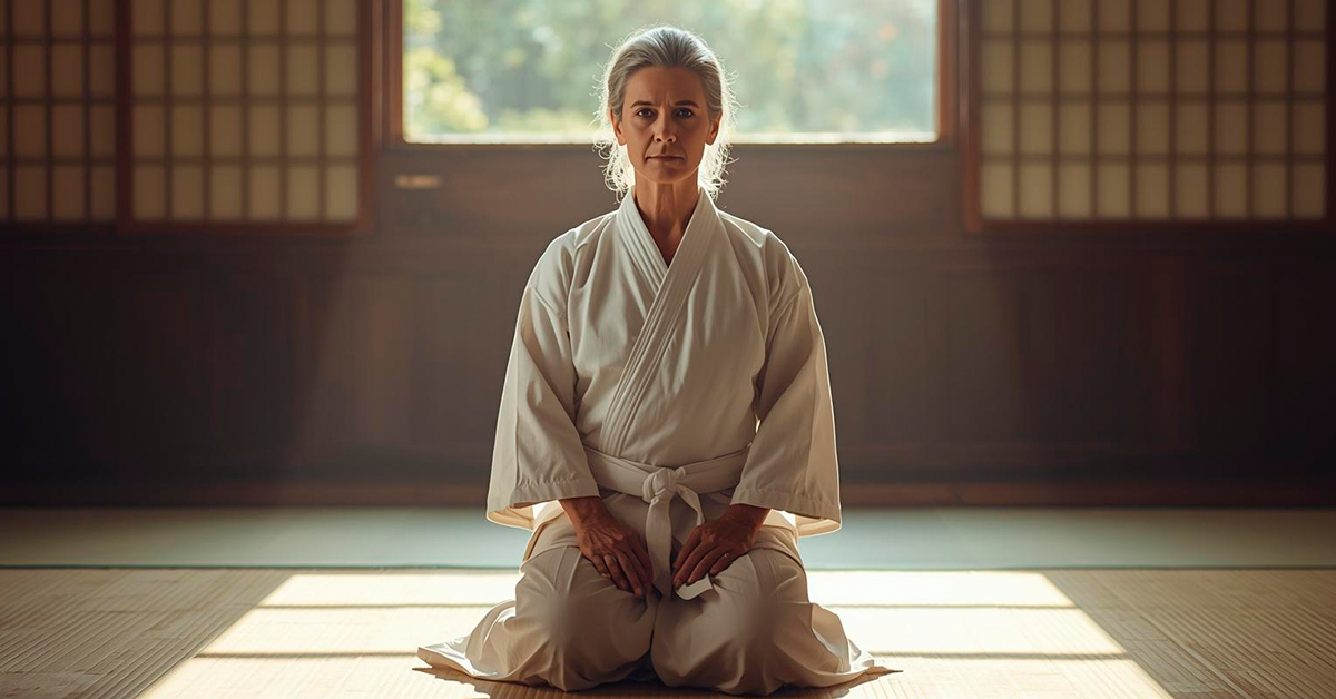 Praticante-de-aikifdo-em-posicao-seiza-em-um-dojo-tranquilo-vestindo-kimono-branco-faixa-branca-expressao-serena-e-concentrada-luz-natural-suave-atmosfera Início