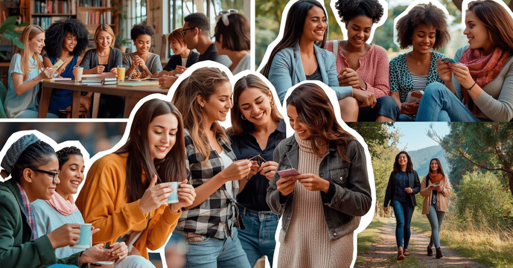 diferentes-grupos-de-pessoas-em-atividades-presenciais-tipo-clube-de-leitura-em-cafe-pessoas-jogando-tabuleiro-grupo-fazendo-trico-ao-ar-livre-1024x536 Por Que Você Precisa Trocar o Virtual pelo Real (E Como Começar Hoje)