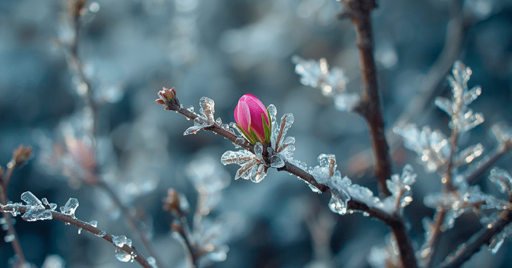 pontas-de-galhos-ressecados-com-gelo-derretendo-no-fim-do-inverno-e-uma-unica-pequena-flor-rosa-brotando-em-um-dos-galhos-contrastando-com-a-cena-1024x536 O Que É a Fé? Descubra Como Praticar Essa Virtude Transformadora