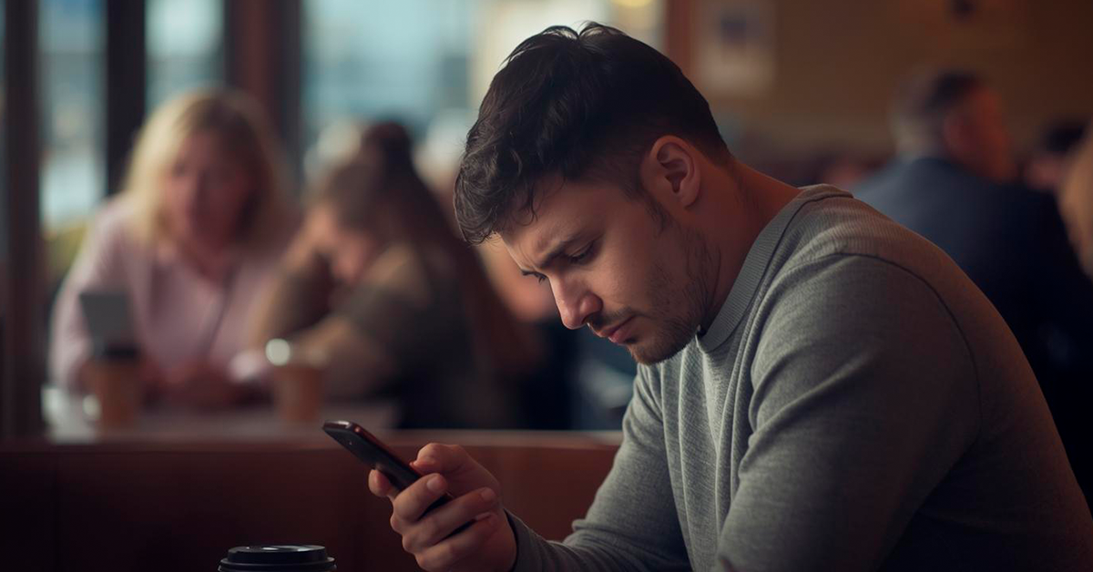 ssoa-sozinha-em-um-cafe-olhando-para-o-smartphone-com-expressao-melancolica-ao-fundo-pessoas-conversando-animadamente-contraste-entre-solidao-digital-e-conexao-real Início